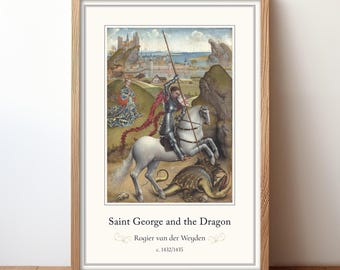 Saint George and the Dragon Print, Rogier van der Weyden, Catholic Art (Digital Download)