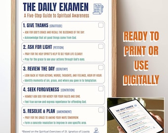 Daily Examen of Conscience Poster: Ignatian Spiritual Guide (Digital Download Prayer Aid)