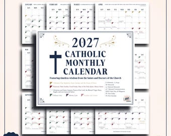 2027 Liturgical Catholic Color Coded Monthly Calendar: USCCB Aligned Desktop Planner (Digital Download)