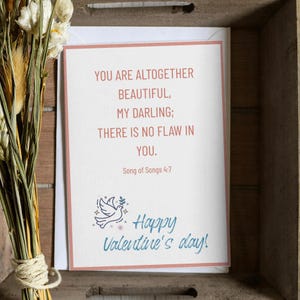 Glückliche Valentinstag 5 x 7 Zoll Geschenkkarte für sie, Hohelied des Lieder Verses für Valentinstag, christliche orange und blaue Karte für Freundin