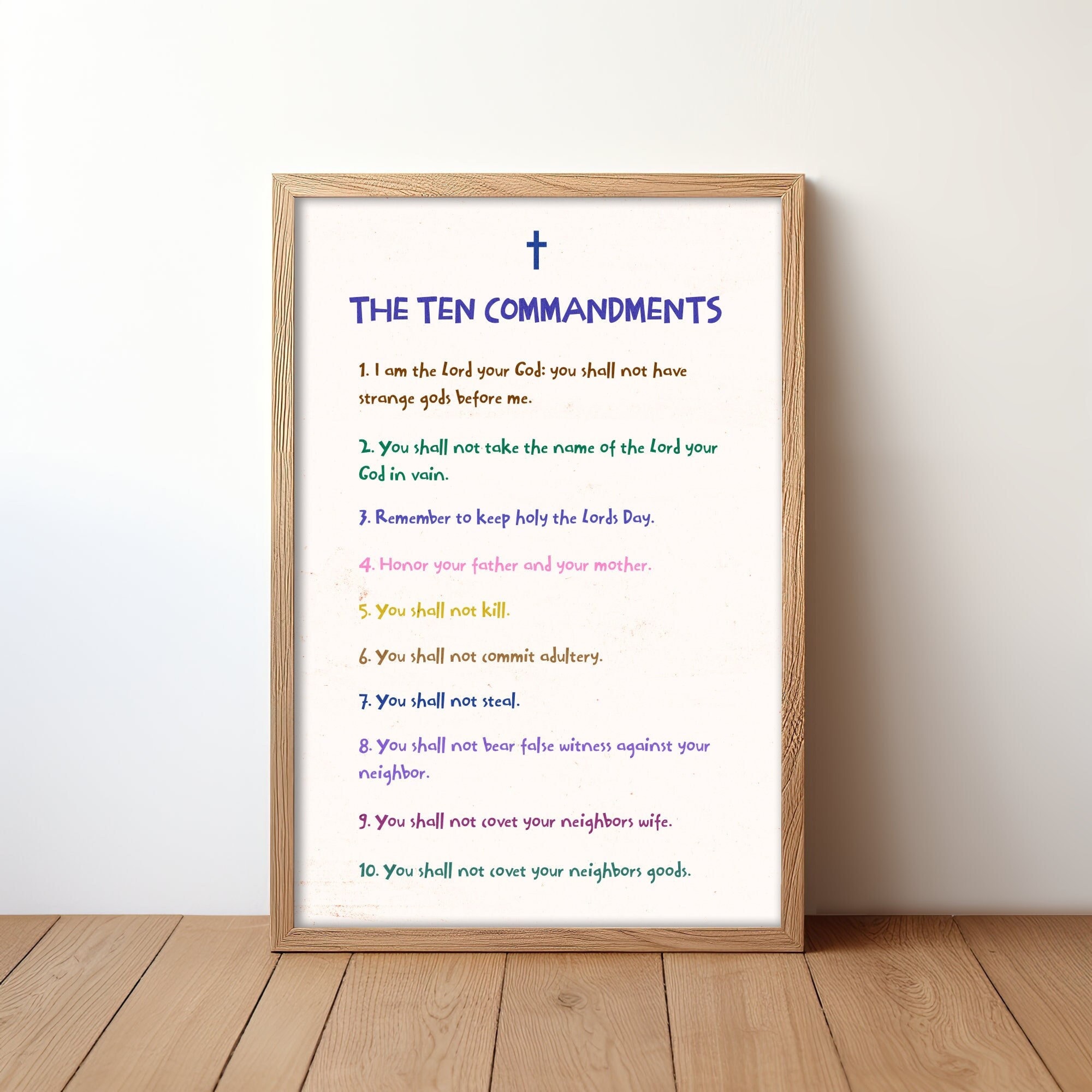 Ten Commandments for Kids Poster: Educational Catholic Colorful Print ...