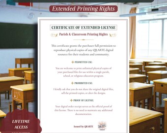 Extended Printing Rights for Catholic Classrooms, Lifetime License (Digital Download)