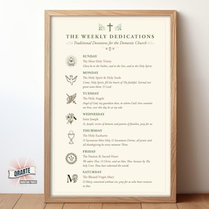 Catholic Weekly Dedications Chart: Daily Prayer Themes Poster (Digital Download)