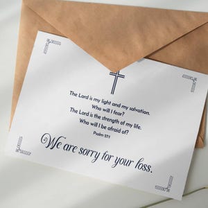 Christelijke condoleancekaart - Psalmvers, elegante sobere condoleance - sorry voor je verlies - Afmeting: 7 x 5 inch