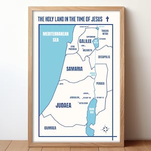 Bijbelse kaart van Palestina - poster Heilige Land van Israël in de Romeinse tijd