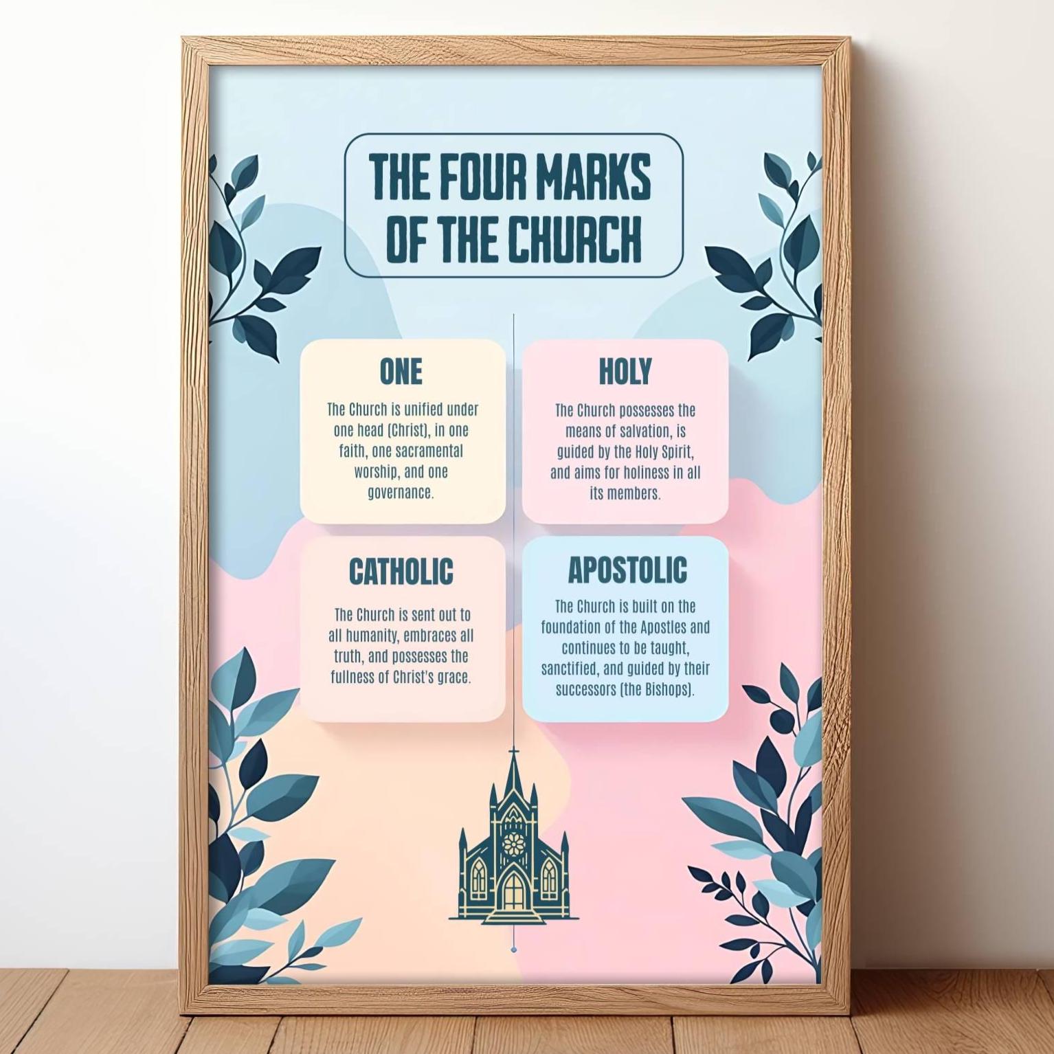 Catholic Inkography Four Marks of the Church Poster: Catholic Infographic Print (digital ...