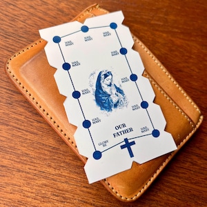 Tarjeta de bolsillo imprimible del Santo Rosario, mini rosario recortable de una década, tarjeta de papel con oración portátil devota de la Virgen María, regalo católico para ella