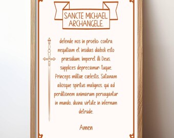 Saint Michael Latin Prayer Poster for Catholic Home Protection (Digital Download)