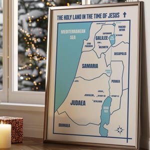 Karte des biblischen Palästina zur Zeit Jesu, Poster des Heiligen Landes zur Zeit Christi, Landkarte Israels im Vintage-Stil zur Römerzeit