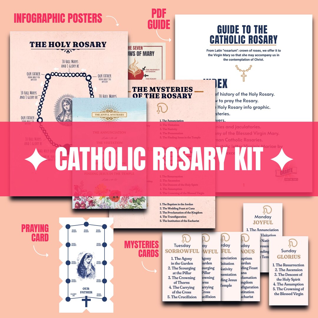Catholic Rosary Prayer Digital Bundle | Infographic Posters & Guide Set ...