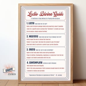 Lectio Divina Guide Poster: Catholic Scripture Prayer Chart (Digital Download)