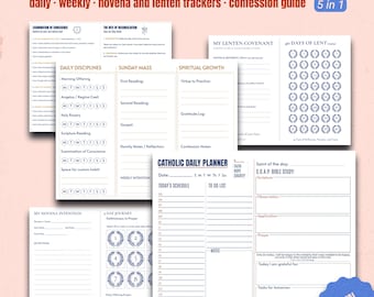 Catholic Planner Bundle: Daily, Bible Study, Confess Guide, Lent & Novena Tracker (Digital Download)