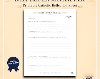 Ignatian Method Daily Examen Tracker, Catholic Faith Planner Page (Digital Download)