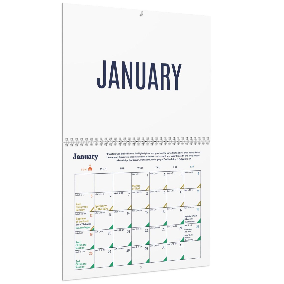 Printed Catholic Liturgical Wall Calendar 2025 Color Coded Hanging ...