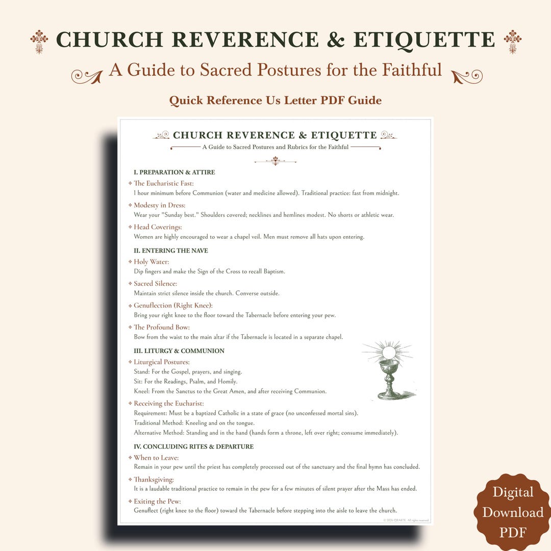 Catholic Church Reverence and Etiquette PDF Guide: Mass Postures and ...