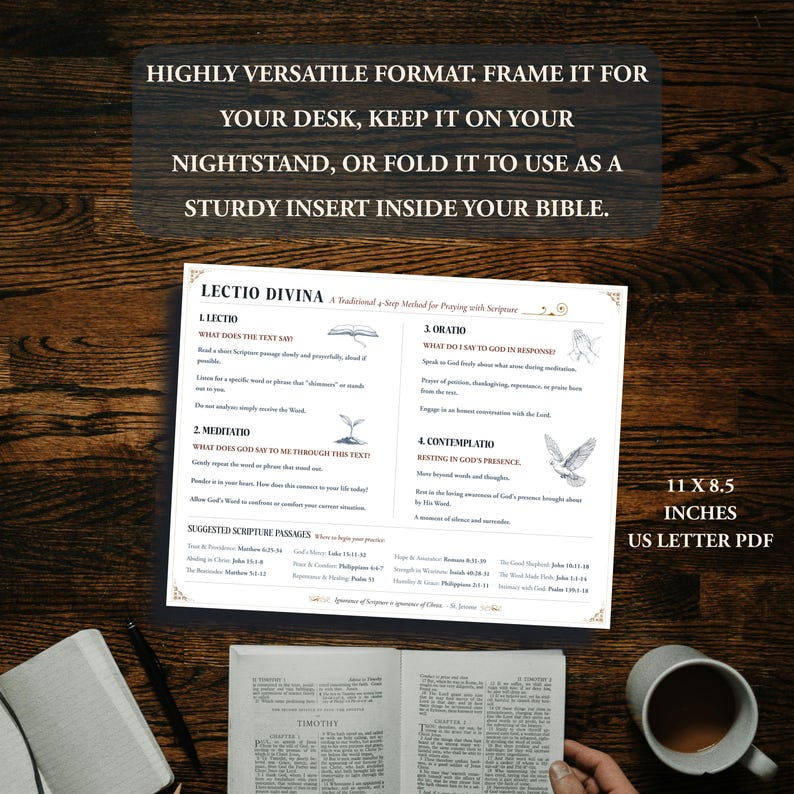 Lectio Divina Bible Insert: Catholic Scripture Guide & Prayer Sheet ...