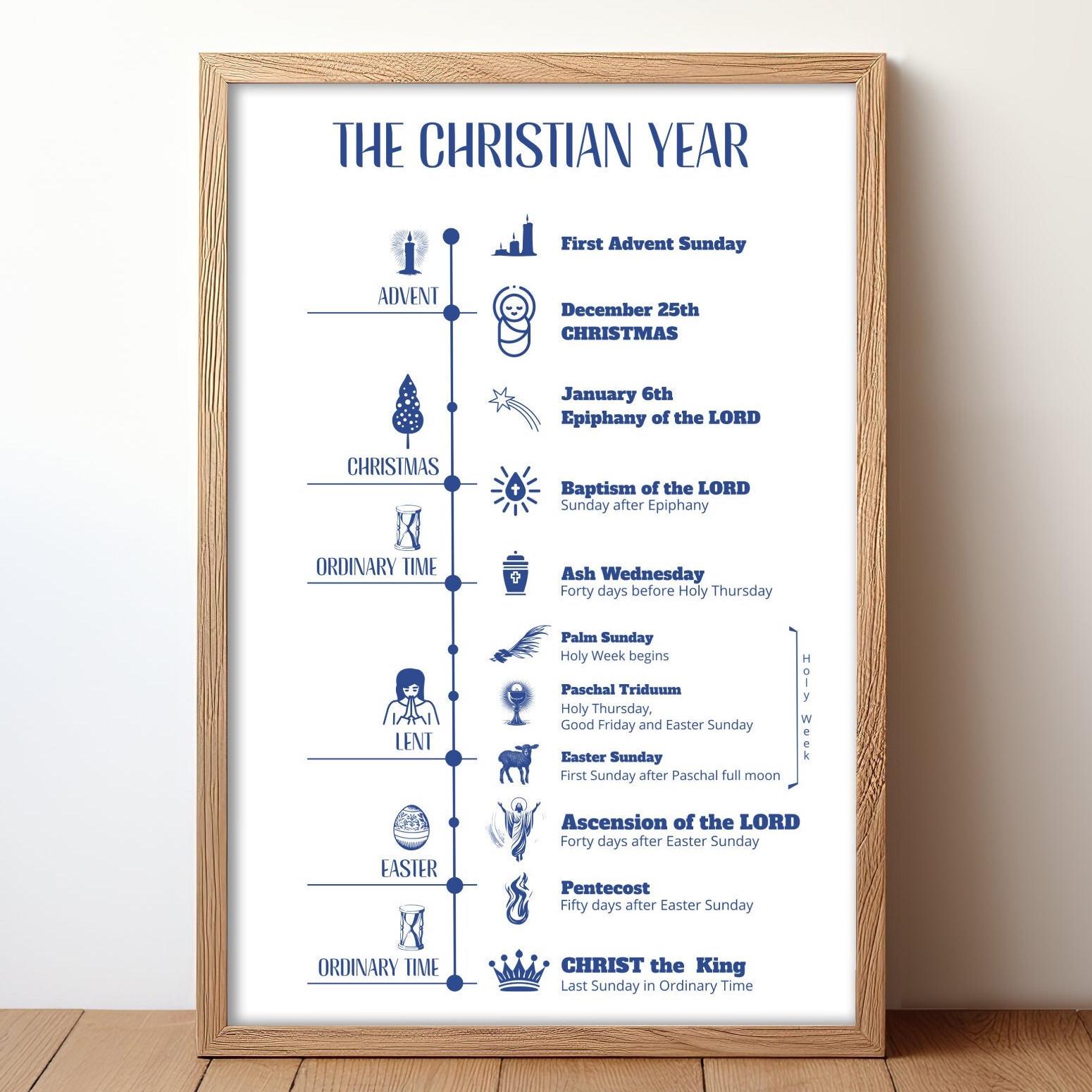 Catholic Inkography Liturgical Year Catholic Poster: Perpetual Calendar Chart, Infographic ...