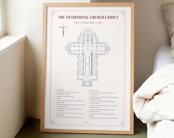 Traditional Church Floor Plan Poster, Catholic Architecture Print (Digital Download)