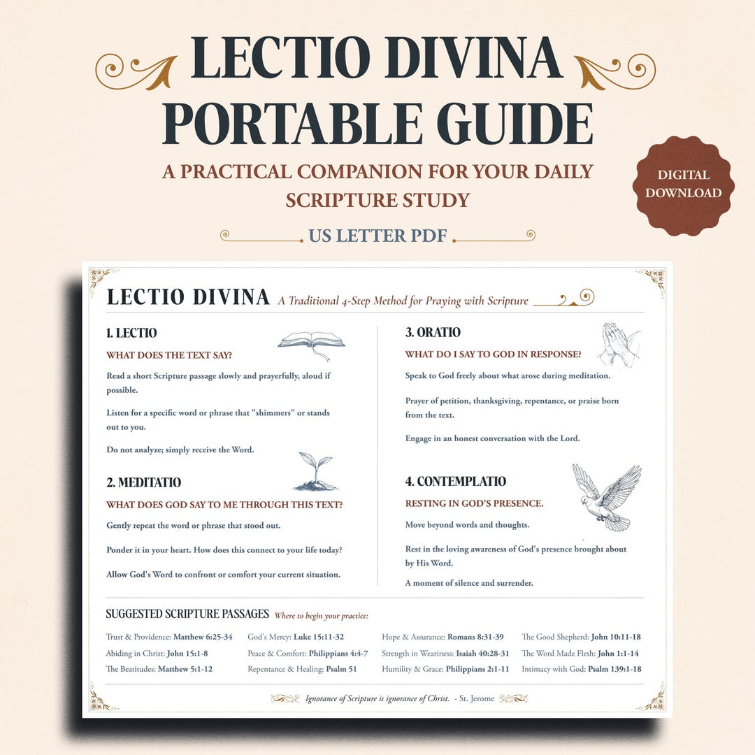Lectio Divina Bible Insert: Catholic Scripture Guide & Prayer Sheet ...