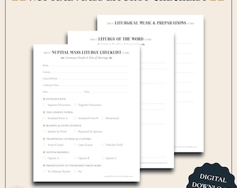 Catholic Wedding Planner for Engaged Couples, Nuptial Mass Liturgy Checklist (Digital Download)