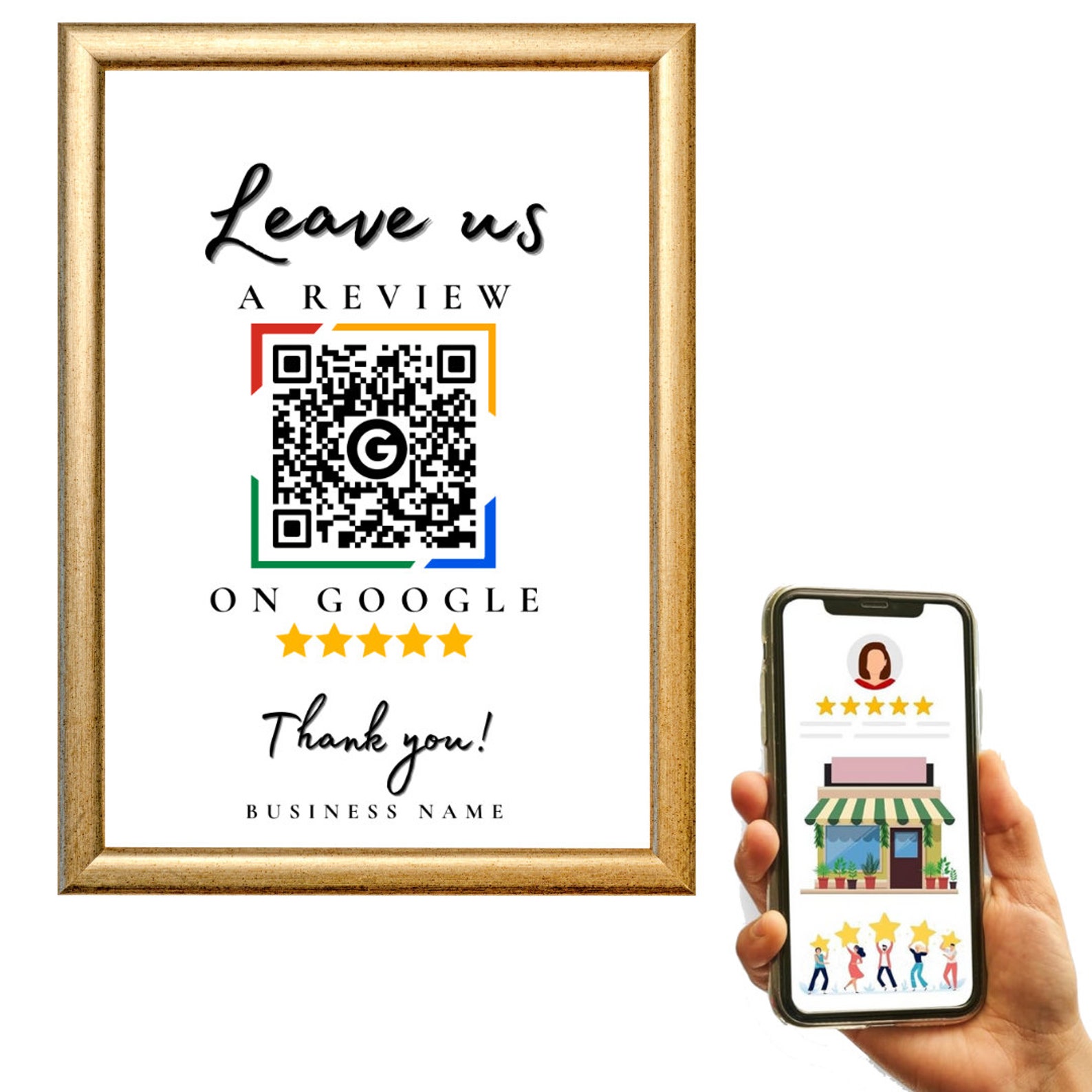 Ask for Review QR Code Sign, Google Review Sign, Business Review Us ...