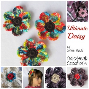 Crochet Flower Pattern- Ultimate Daisy- Large for pins, hair clips, bags, etc- Crochet Pattern ONLY