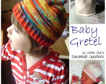 Knitting Hat Pattern- Stem Hat- Umbilical Hat- Newborn thru 3T- Baby Gretel Hat Pattern ONLY