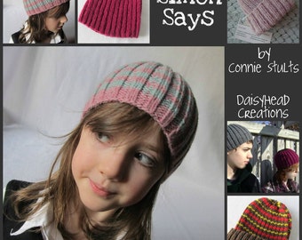 Beanie Knitting Pattern- Toque- Premie thru Adult Sizes- Simon Says Hat Pattern ONLY