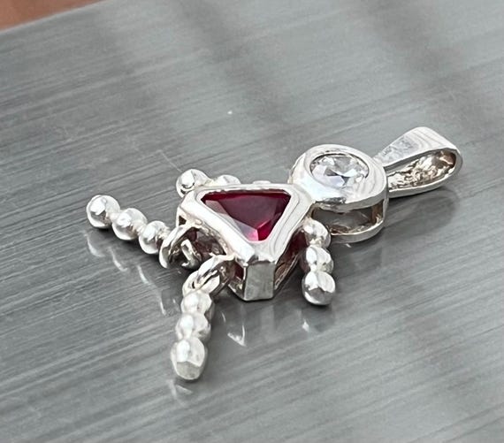925 Dangle Red Triangle Doll Sterling Silver Trin… - image 14