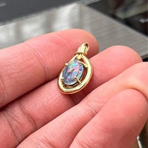 14K Gold Plated Opal Pendant
