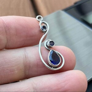 925 MISSING BAIL Topaz / Amethyst Vintage Sterling Silver Pendant Unique Piece !