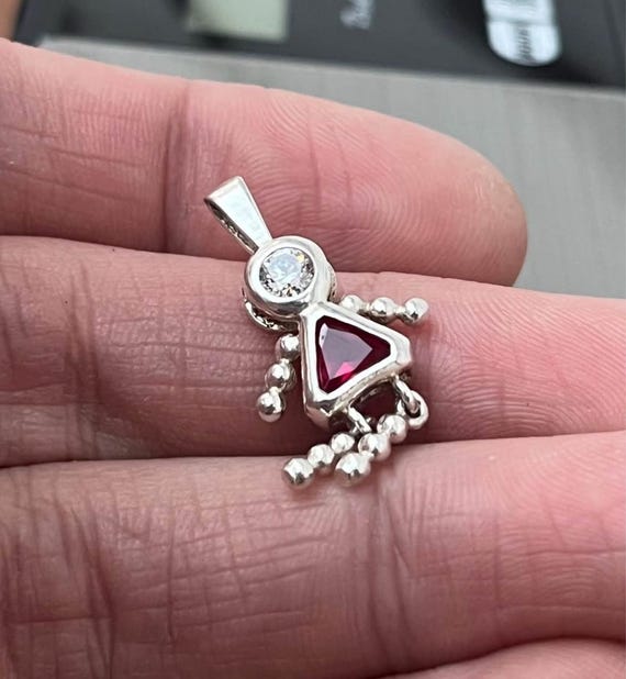 925 Dangle Red Triangle Doll Sterling Silver Trin… - image 11