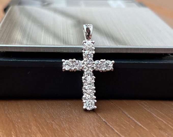 925 CZ Sterling Silver Christian Cross Cubic Zirconia Pendant - Etsy