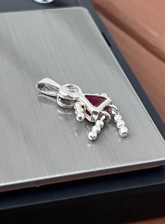 925 Dangle Red Triangle Doll Sterling Silver Trin… - image 6