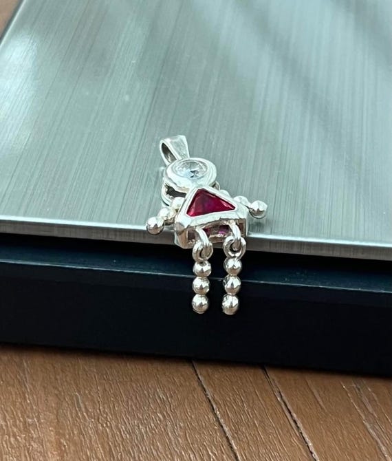 925 Dangle Red Triangle Doll Sterling Silver Trin… - image 7