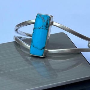 925 Vintage Sterling Silver Turquoise Cuff Bracelet