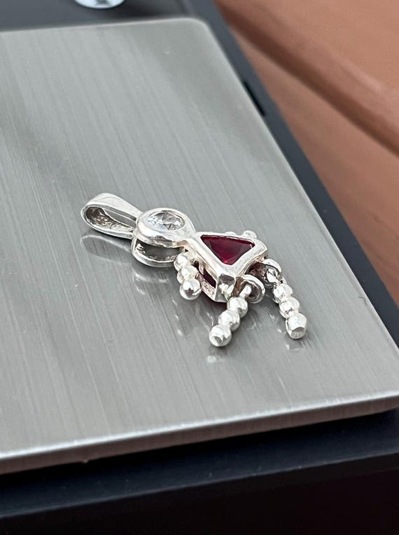 925 Dangle Red Triangle Doll Sterling Silver Trin… - image 1