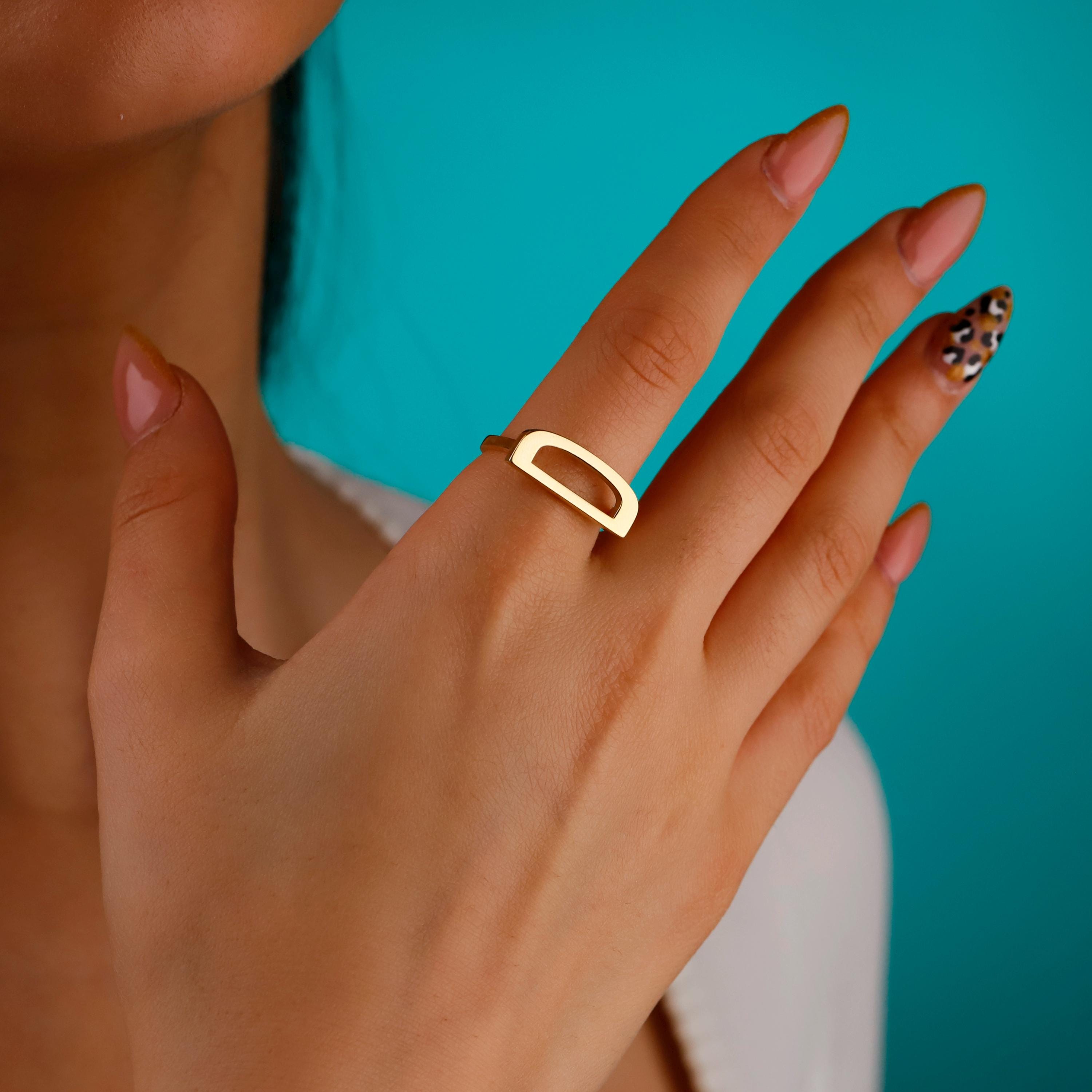 Gold Custom Initial Ring,Personalized Letter Ring,Initial Jewelry,Name Ring,Initial Signet Ring,D initial Ring,Monogram Ring,Christmas Gift