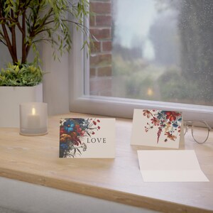 Set di biglietti di auguri per la festa della mamma, anniversari, compleanni - 1-50 pezzi, design floreale d'amore, biglietti di ringraziamento inclusi