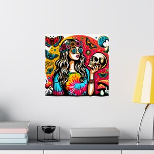 Pósteres verticales mate con estilo bohemio, impresión psicodélica, decoración de pared, arte gitano, regalo para amantes de los festivales, decoración con mariposas