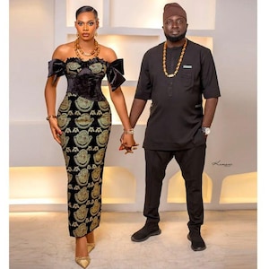 Gold African Couples Wedding Outfits - Etsy