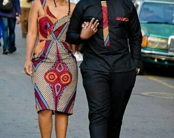 Ankara Couple wedding outfit, African wedding Couple matching outfits, African anniversary Couple wedding outfit, Couple attire,Prom outfit
