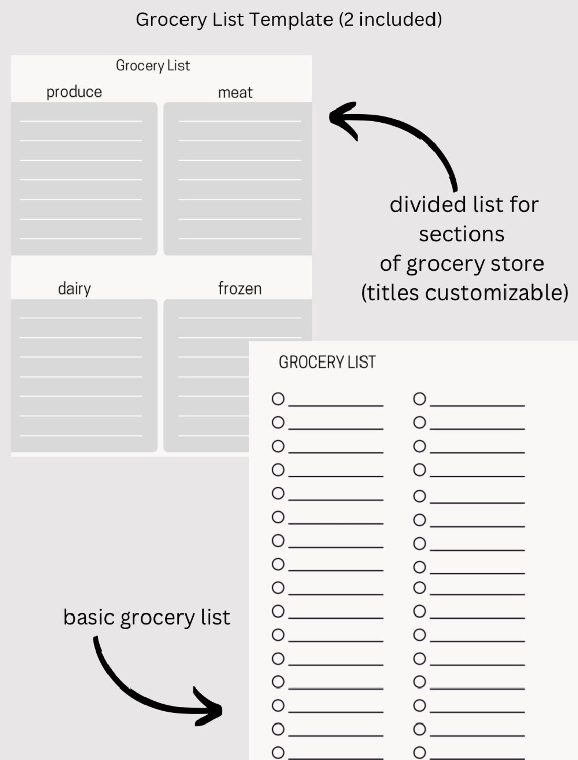 Meal Prep & Grocery List Template I Complete Set of Meal Prep Guide and