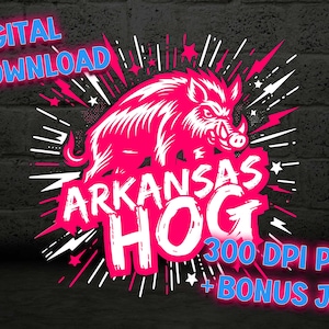 Arkansas Hog Burst Pink Design High Res JPG, Transparent PNG, Digital Download, Sublimation, Graphic Art File,