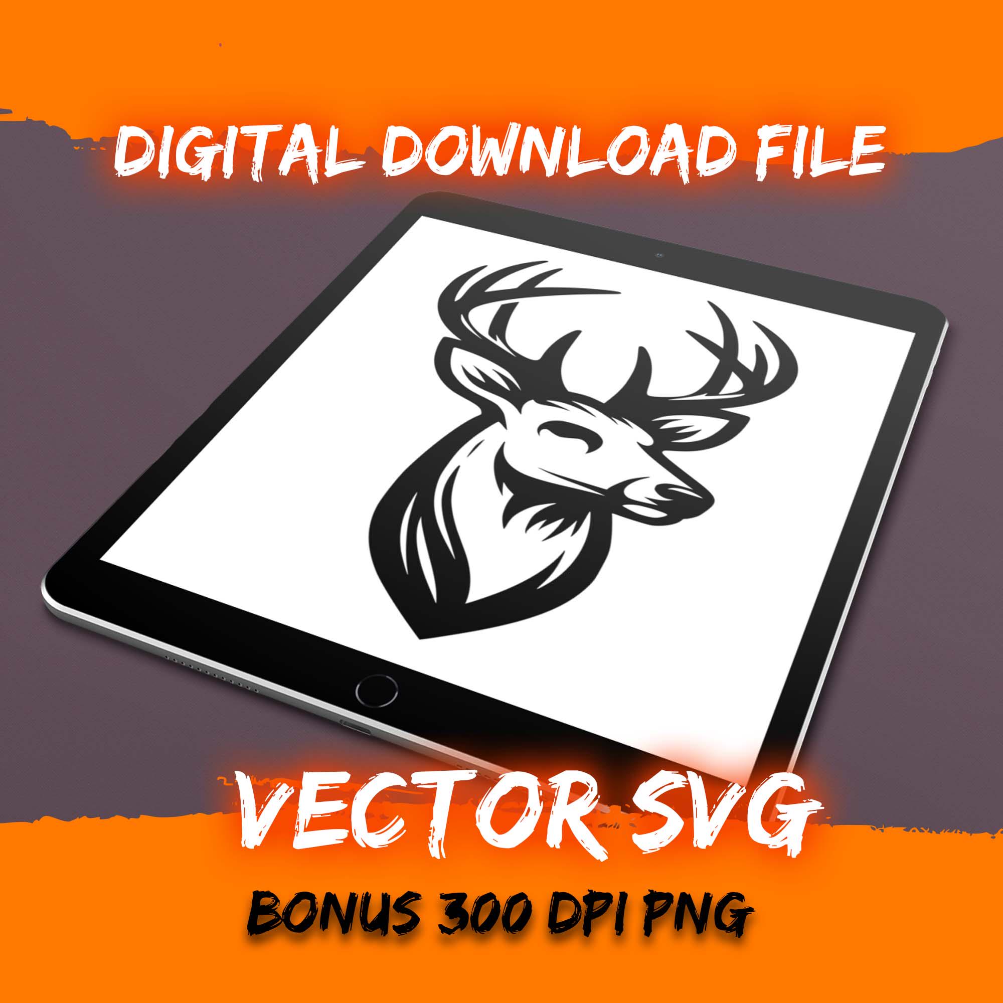 Vector Buck Deer Head V1, Digital Download, SVG, Transparent PNG, Cricut, Silhouette Vinyl Decal, Laser, CNC File, Glowforge, XTool