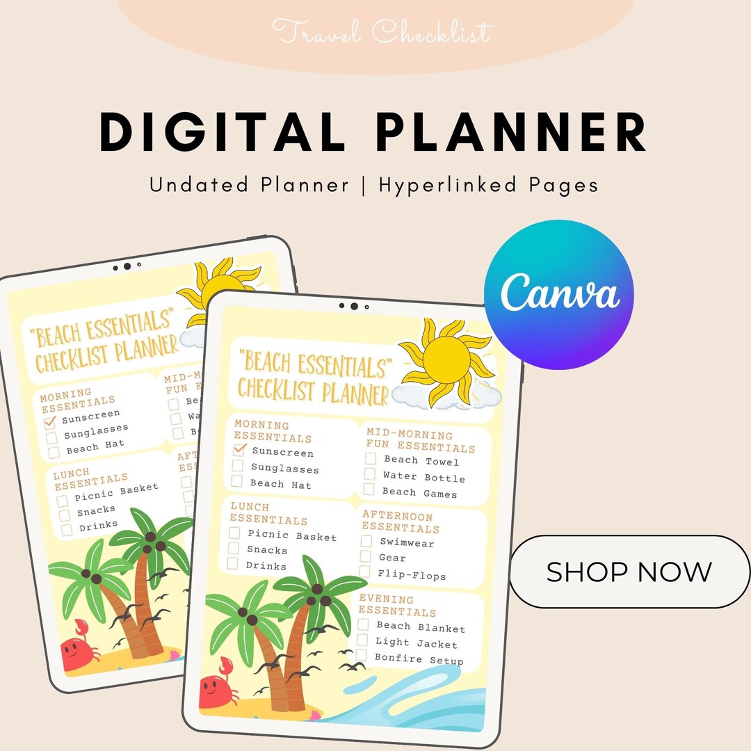 Editable Beach Trip Planner: Family Vacation Packing List (digital ...