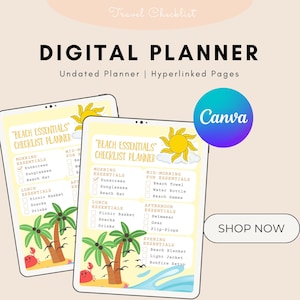 Editable Beach Trip Planner: Family Vacation Packing List (Digital Download)