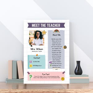 Editable Meet the Teacher Template Printable Back to School Teacher Introduction Flyer Parent Communication Classroom Newsletter Design
