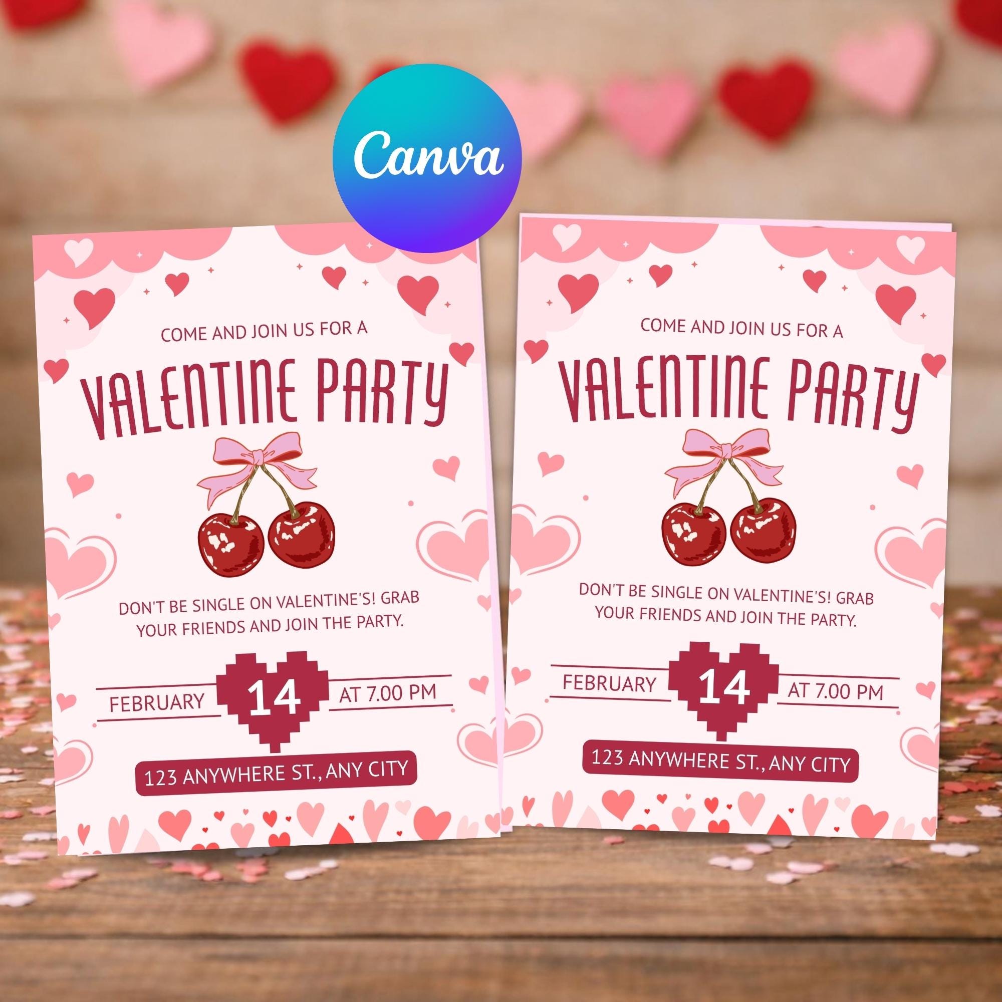 February Invite Valentine Party Invitation Printable, Valentine’s Day Event Invite ...