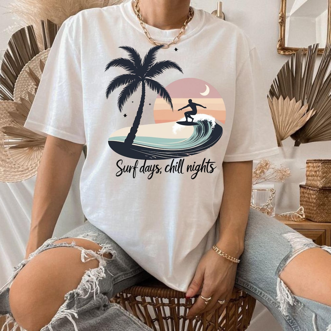 Tshirt de surf vintage Tshirt graphique rétro Sunset Wave Surf Days — free download